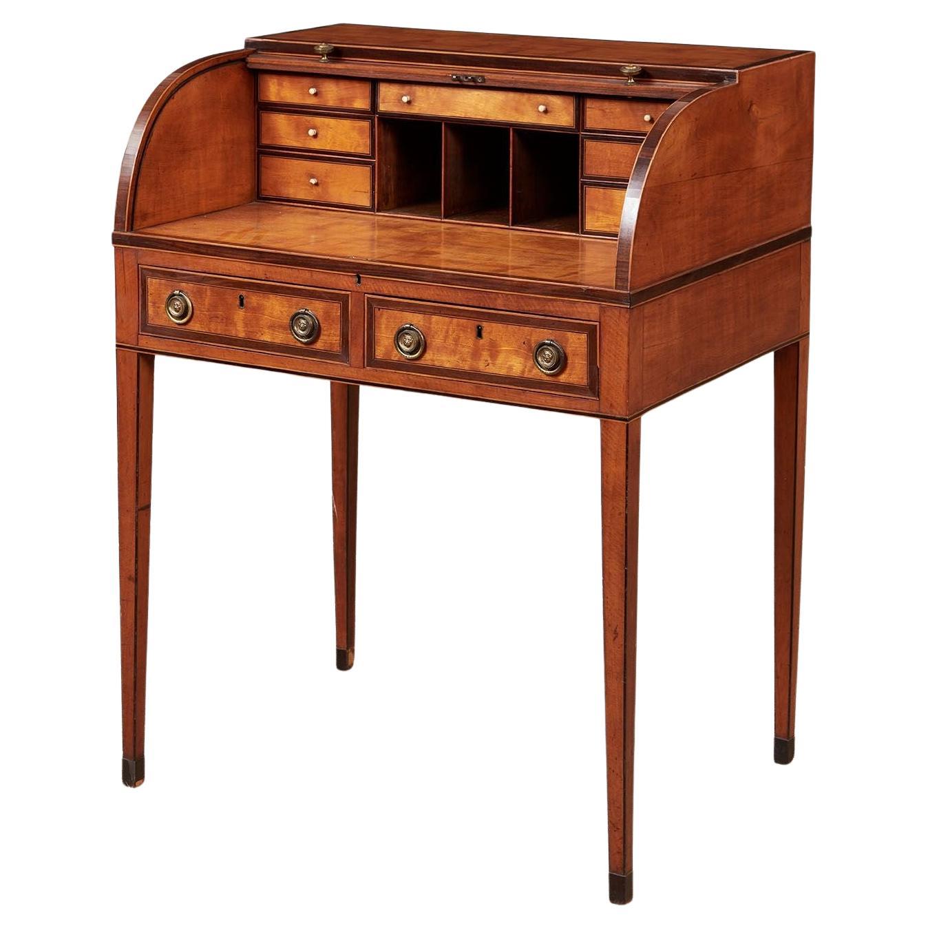 English Sheraton Tambour Desk For Sale
