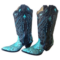 Lady''s Cowboy Boots "Turquoise Python" by Corral