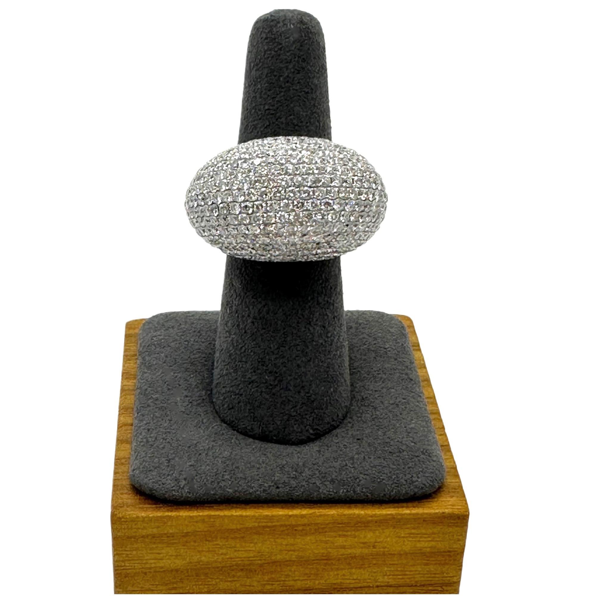 Lady's Diamond 8.04 tcw Pave - Set Domed Cocktail Ring 18k White Gold In Excellent Condition For Sale In San Diego, CA
