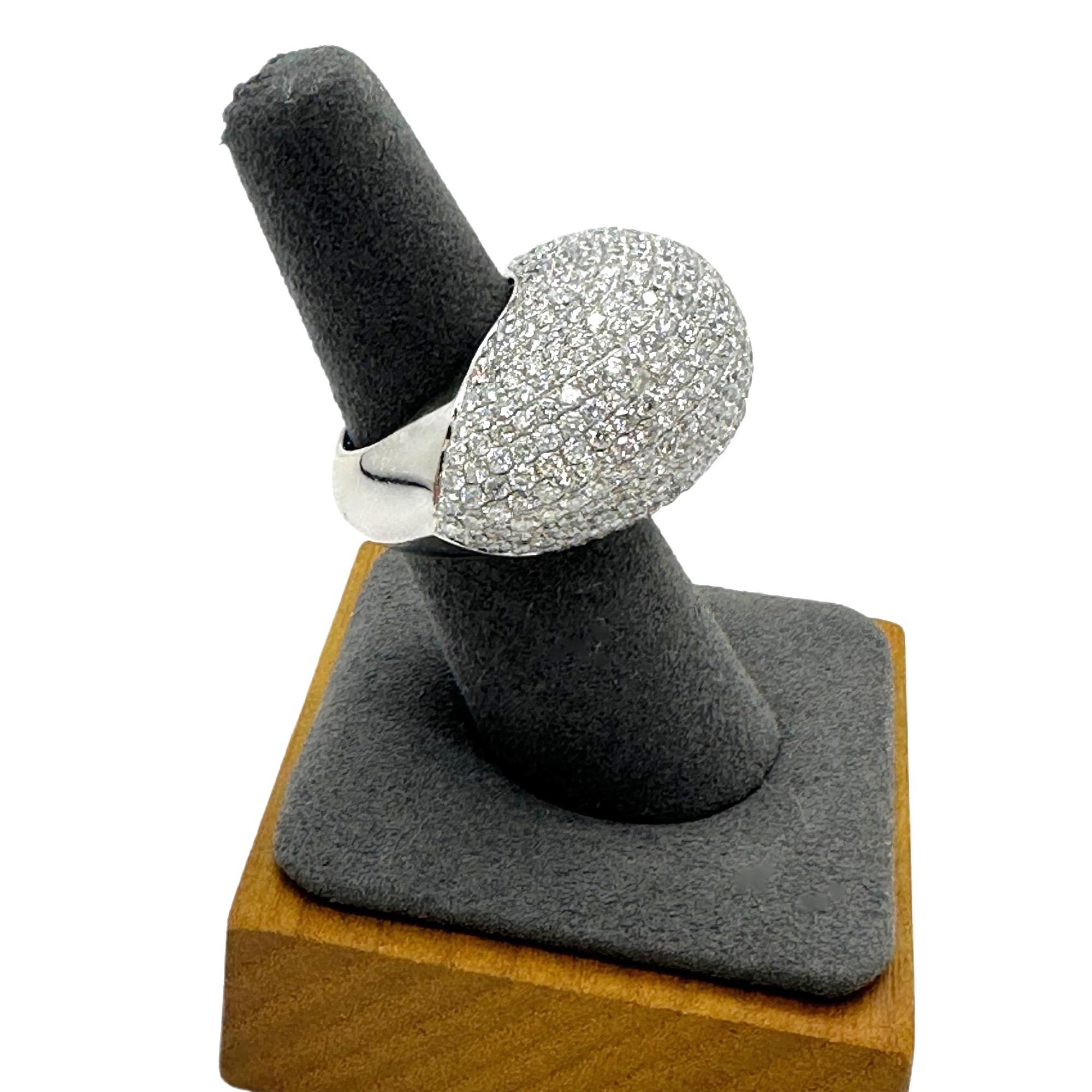 Women's Lady's Diamond 8.04 tcw Pave - Set Domed Cocktail Ring 18k White Gold For Sale