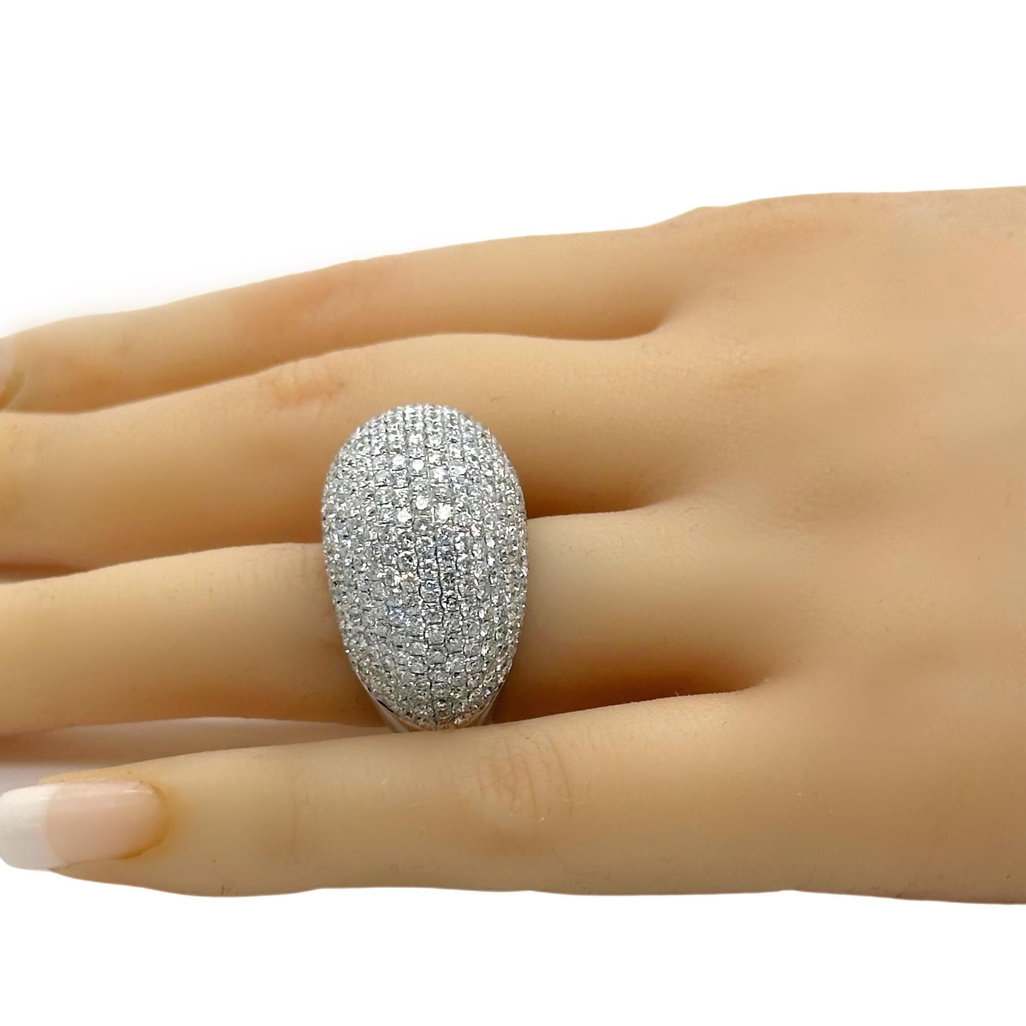 Lady's Diamond 8.04 tcw Pave - Set Domed Cocktail Ring 18k White Gold For Sale 1