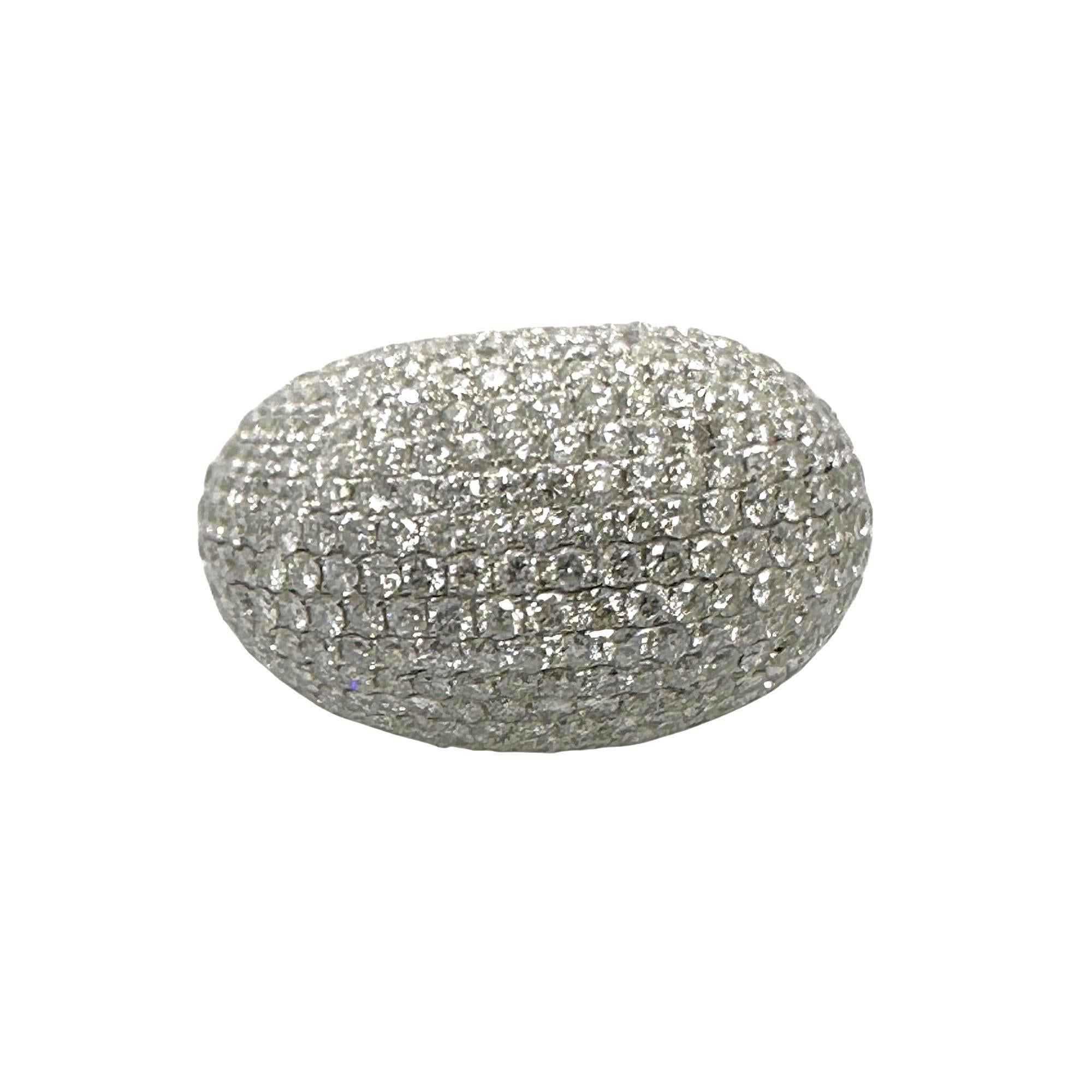 Lady's Diamond 8.04 tcw Pave - Set Domed Cocktail Ring 18k White Gold For Sale 2