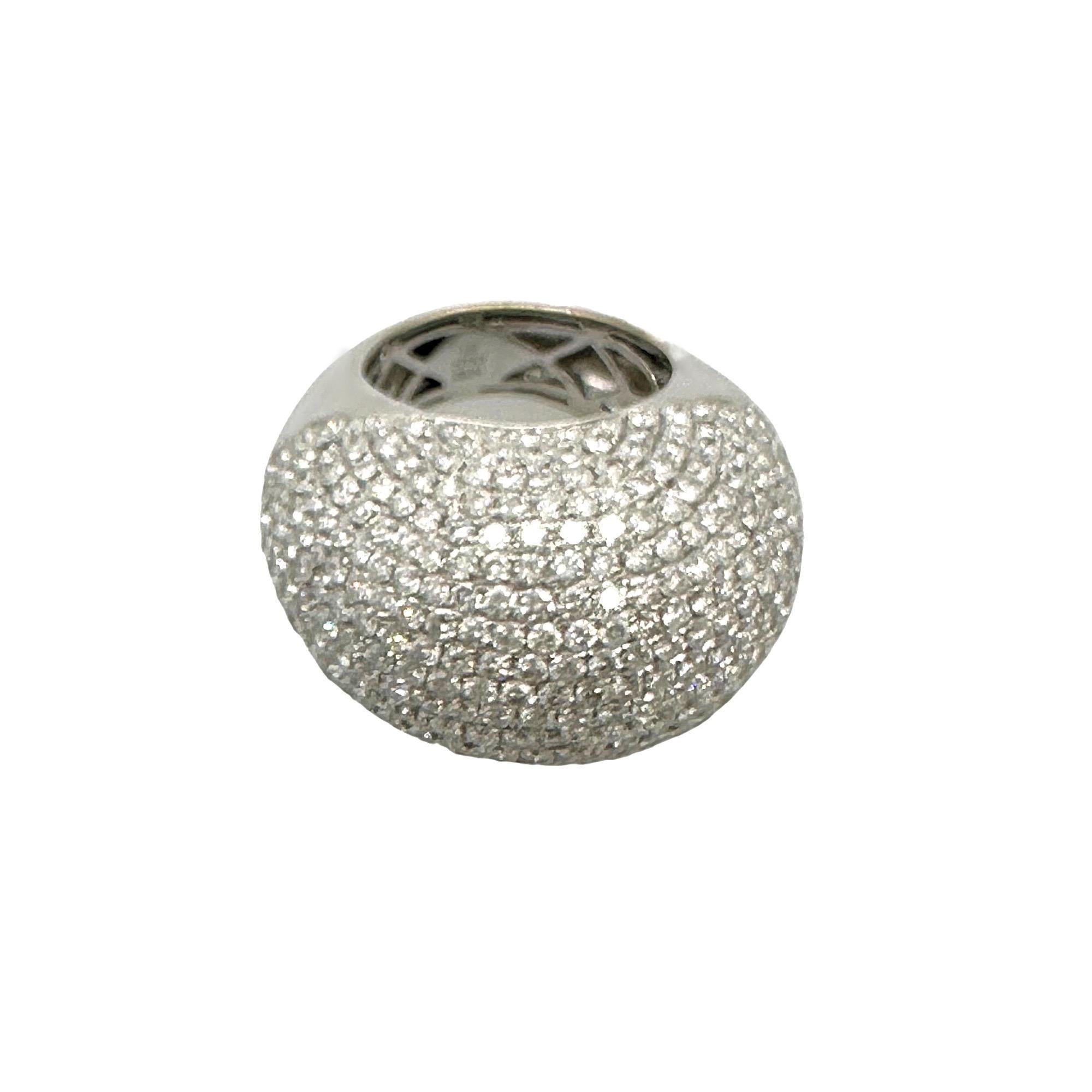 Lady's Diamond 8.04 tcw Pave - Set Domed Cocktail Ring 18k White Gold For Sale 3