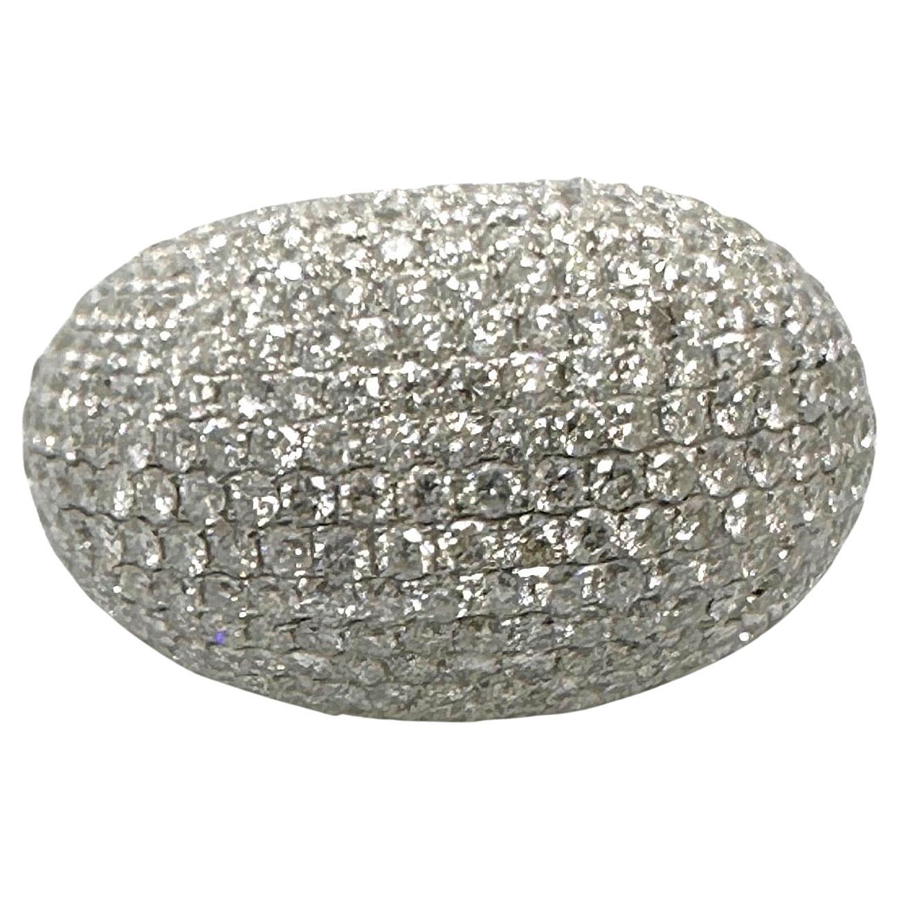 Lady's Diamond 8.04 tcw Pave - Set Domed Cocktail Ring 18k White Gold For Sale