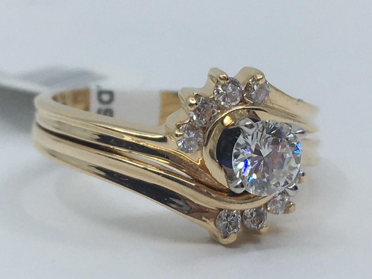 Brilliant Cut Lady's Diamond Fashion Ring .41 Carat T.W. 14K Yellow Gold 4.6g For Sale