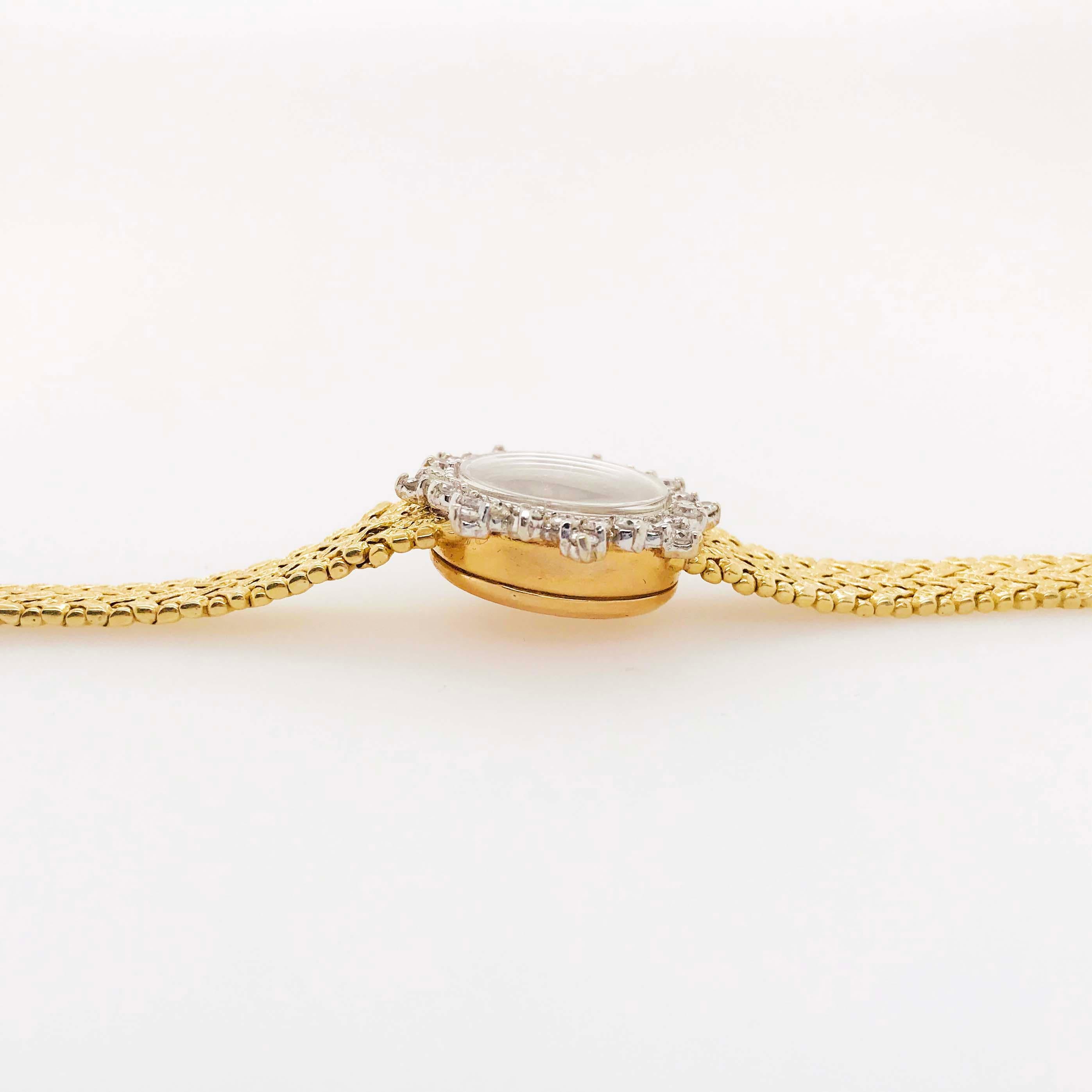 Ladies Dress Watch, Geneve Quartz 1.50 Carat Diamond Dial and Gold Textured Band 4