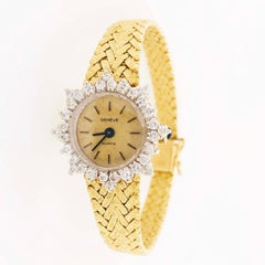 Ladies Dress Watch, Geneve Quartz 1.50 Carat Diamond Dial and Gold Textured Band