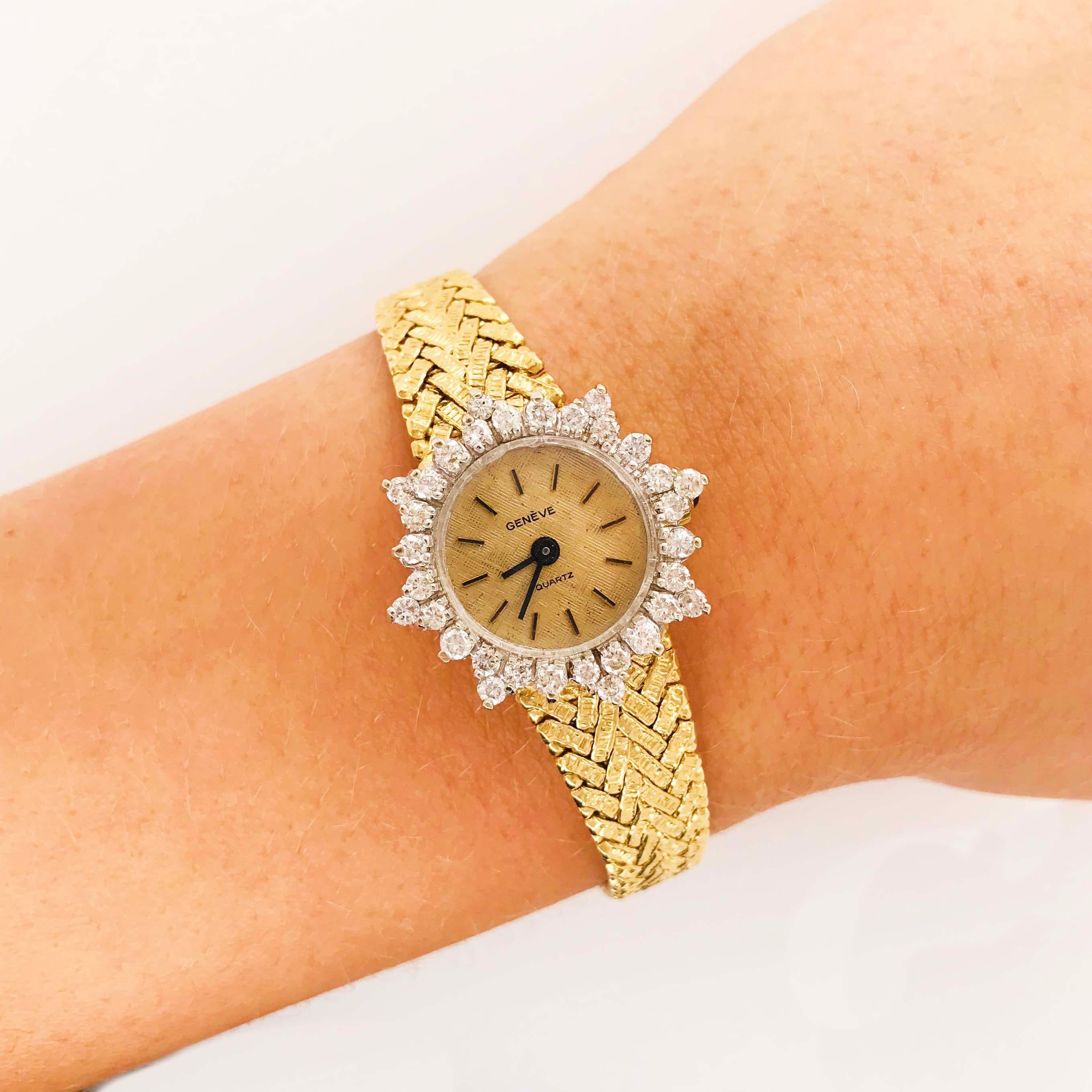 geneve quartz 14k gold watch price