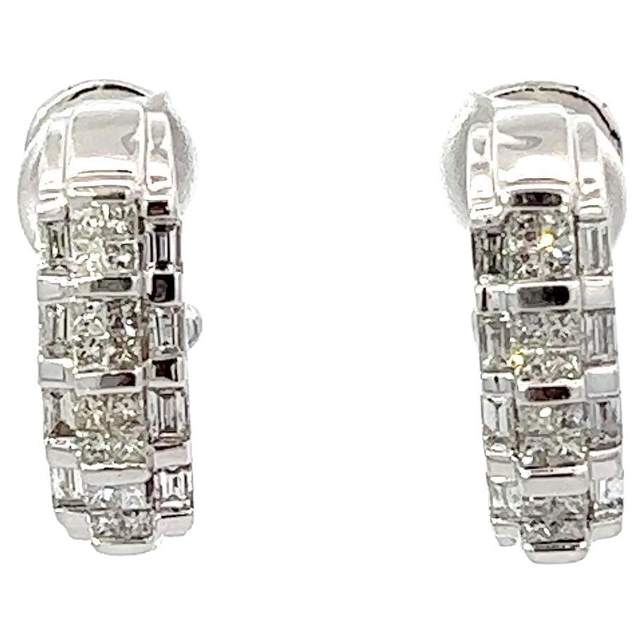 Lady's Earrings 14KW Gold with Diamonds  1.0CT For Sale