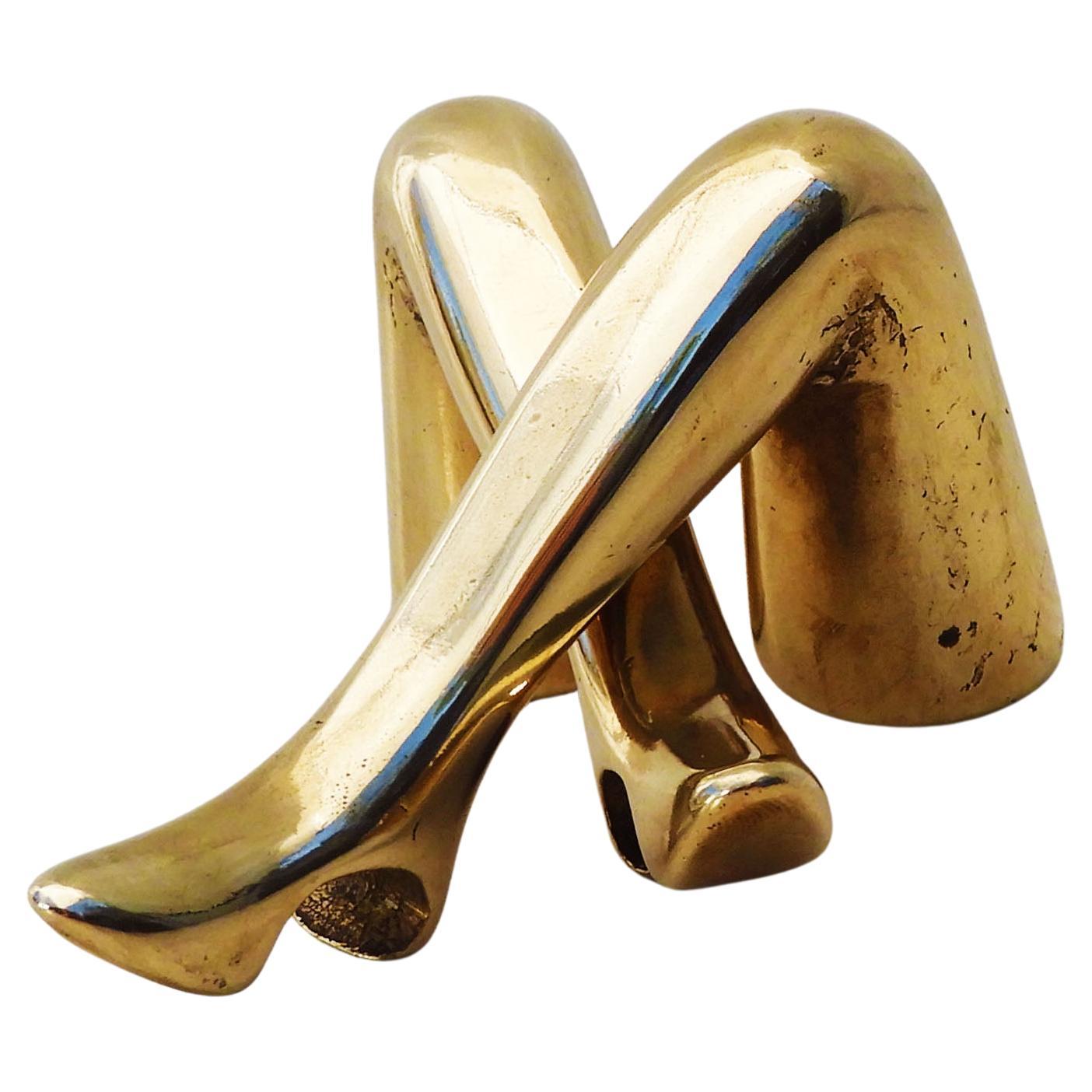 Lady
s Leg Bottle Openers Mid-Century Modern Solid Brass Barware Austria C1960 For Sale