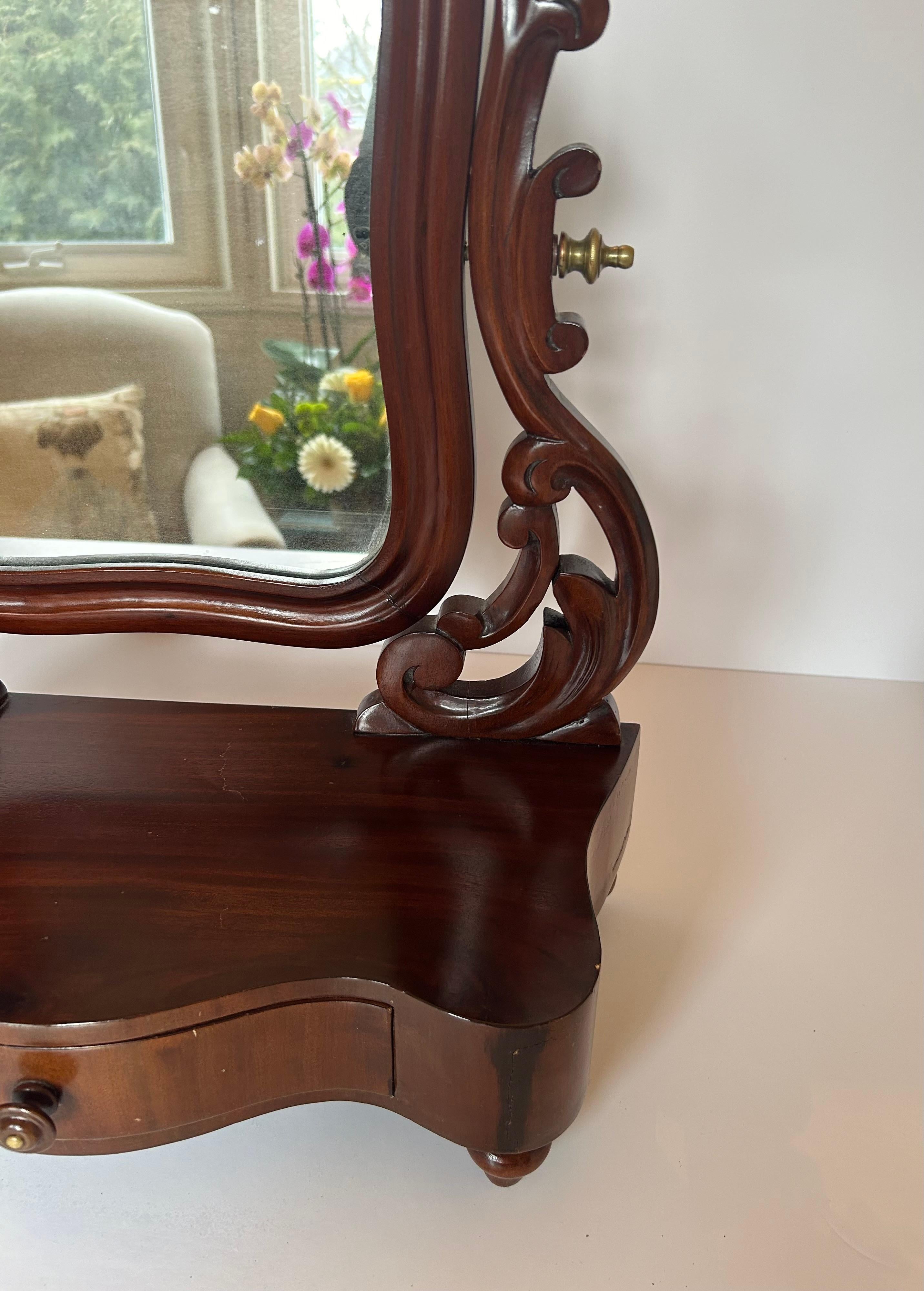 Victorian  Lady's Mahogany Dressing Mirror, Circa 1850, from Portugal For Sale