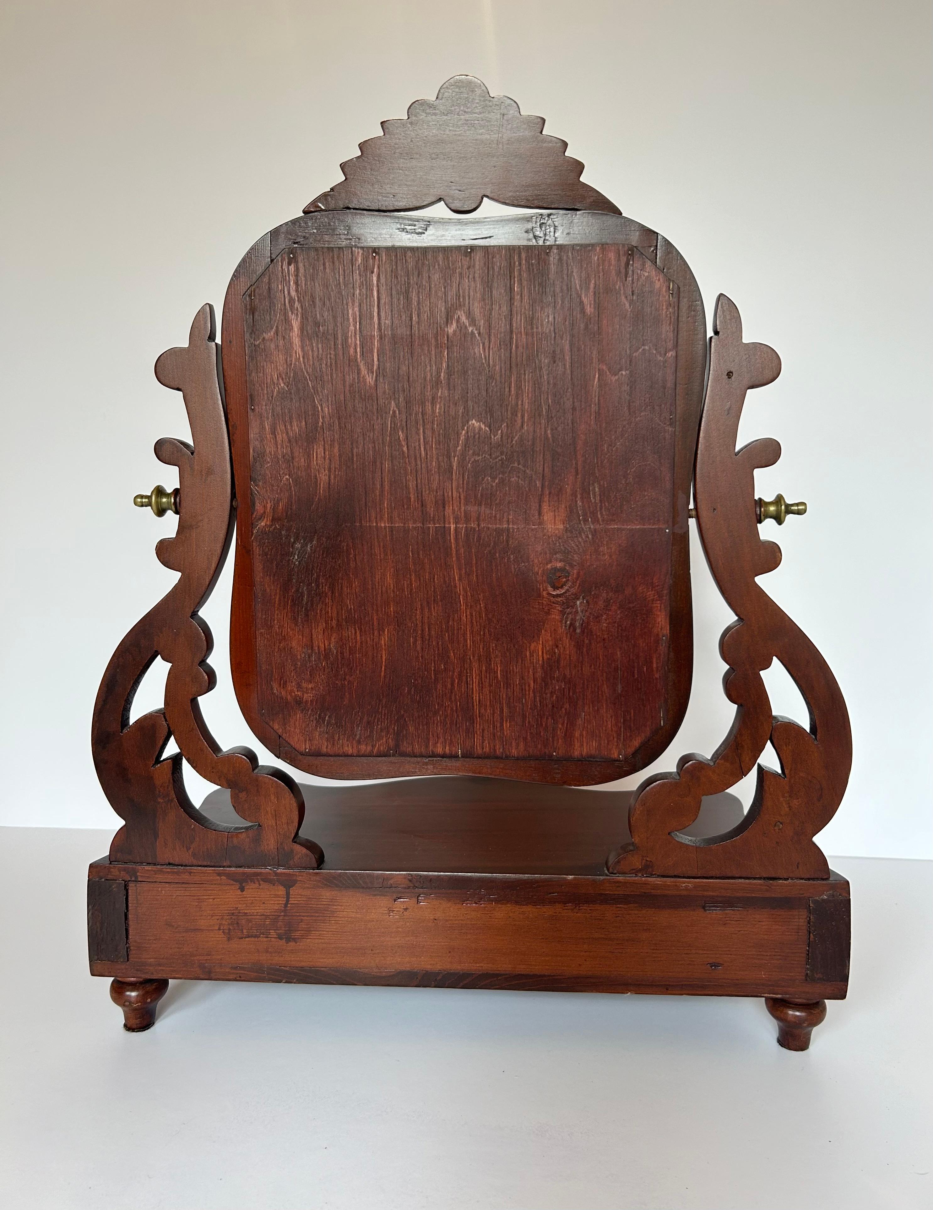 Brass  Lady's Mahogany Dressing Mirror, Circa 1850, from Portugal For Sale