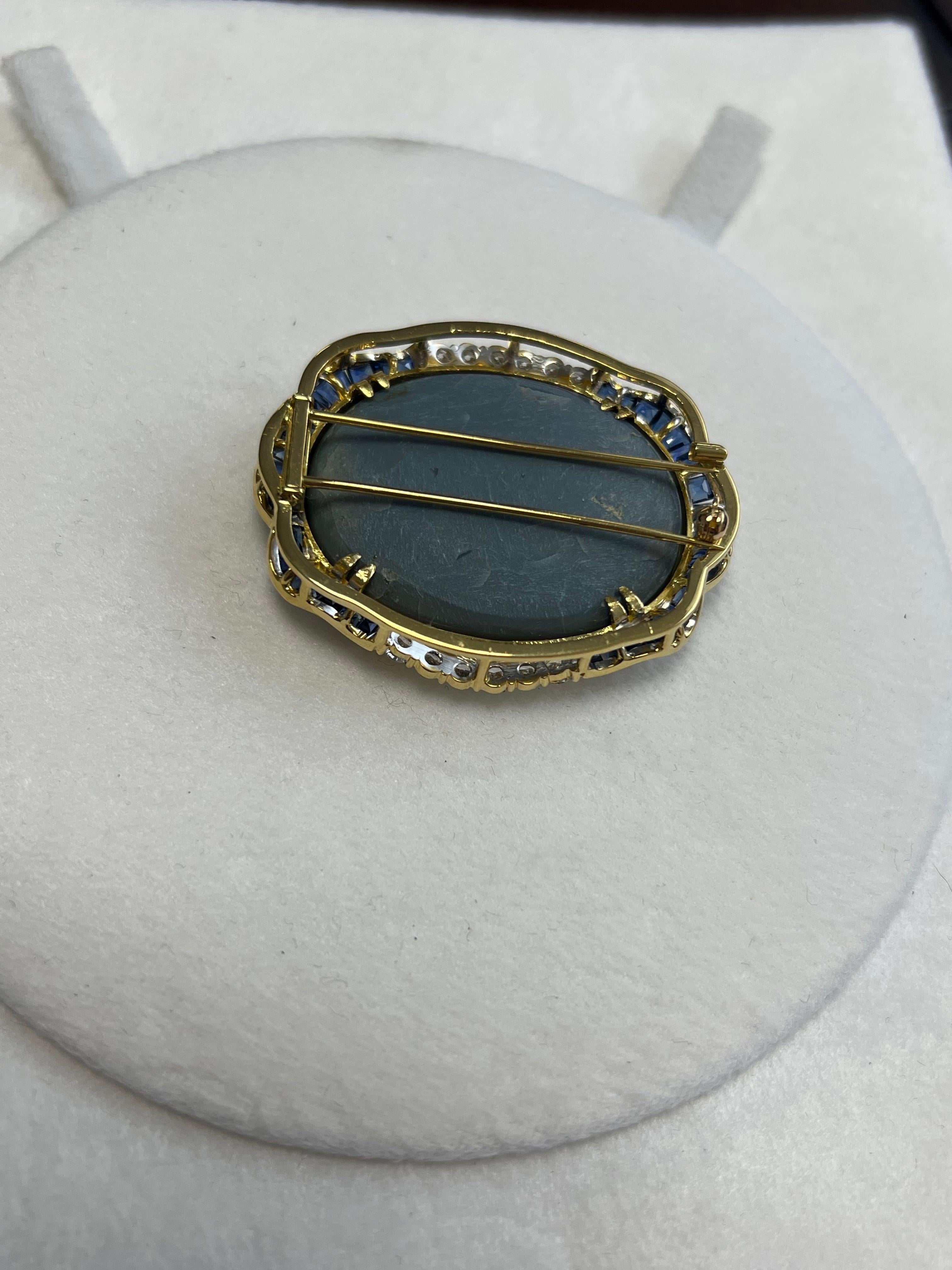 Art Deco Lady's Mintabie Boulder Opal and Diamonds 18k Yellow Gold For Sale