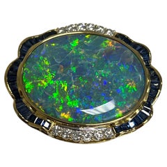 Lady's Mintabie Boulder Opal and Diamonds 18k Yellow Gold