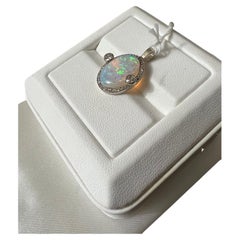 Lady's Opal and Pendant in 14k White Gold