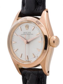 Lady’s Rolex 18 Karat Rose Gold Oyster Perpetual Ref 6619, circa 1960
