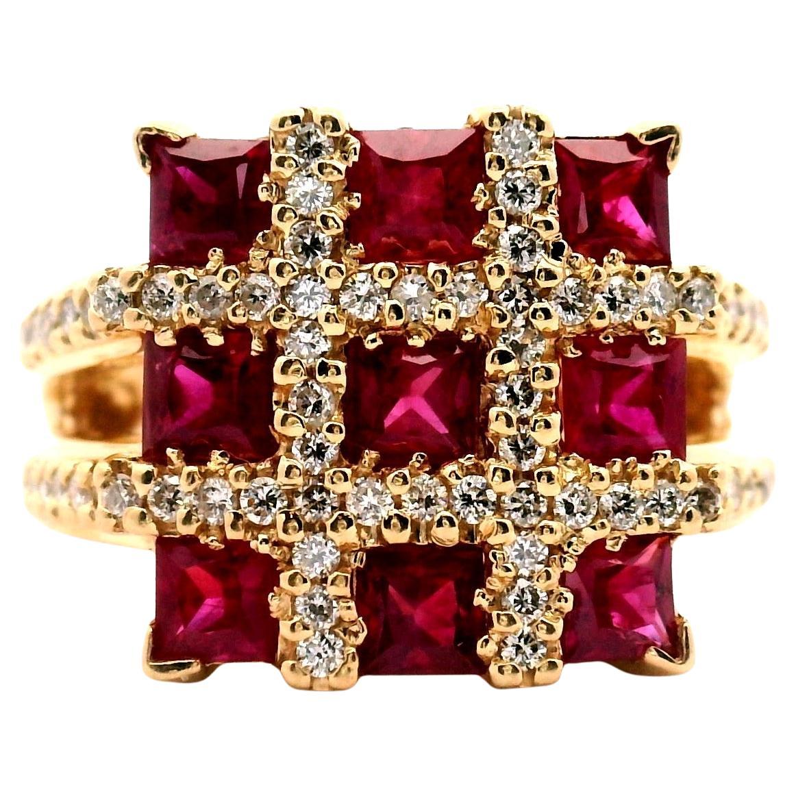 Anello con rubino e diamante da donna in vendita