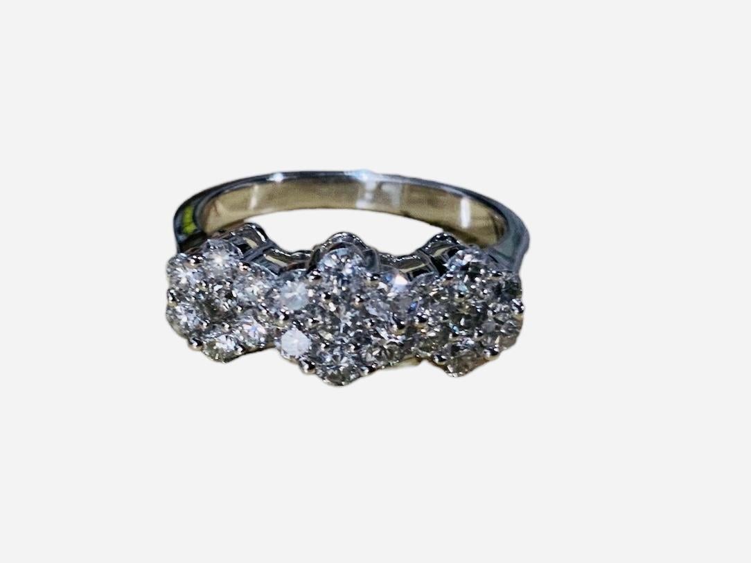 Lady’s Triple Cluster Designs Diamonds Ring For Sale 5