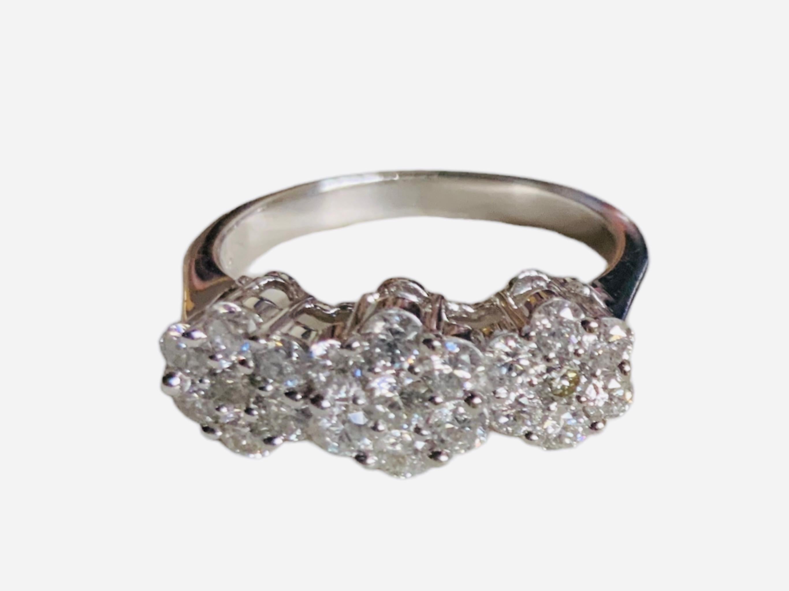 Retro Lady’s Triple Cluster Designs Diamonds Ring For Sale