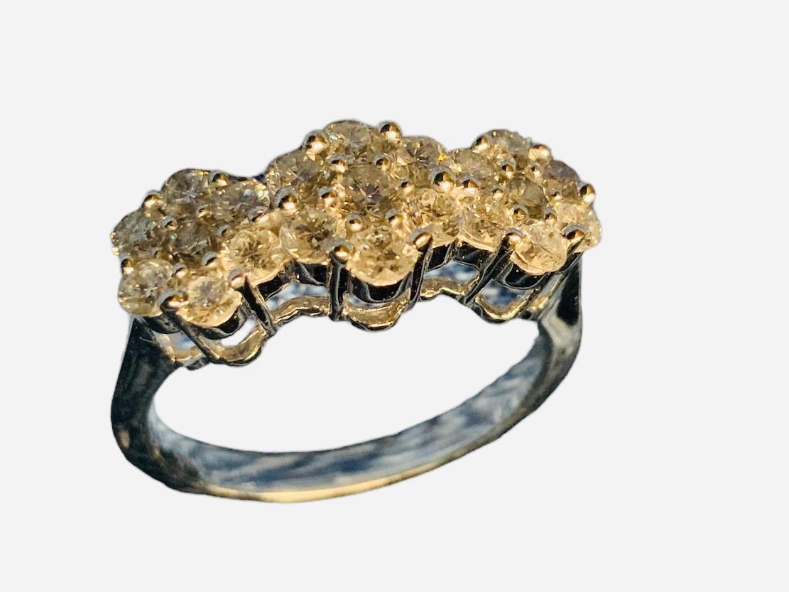 Brilliant Cut Lady’s Triple Cluster Designs Diamonds Ring For Sale