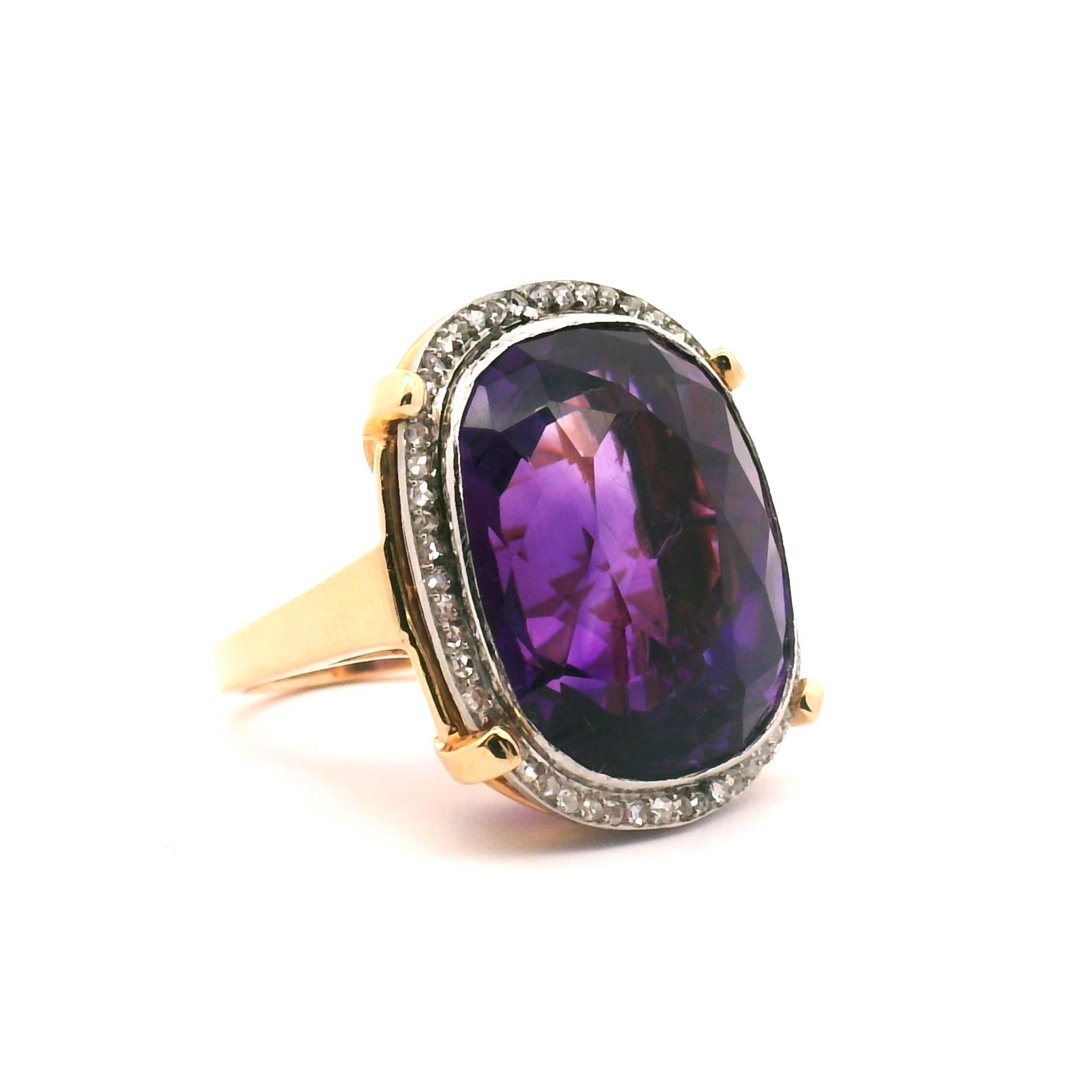 Lady's Vintage Amethyst- und Diamantring Damen im Angebot