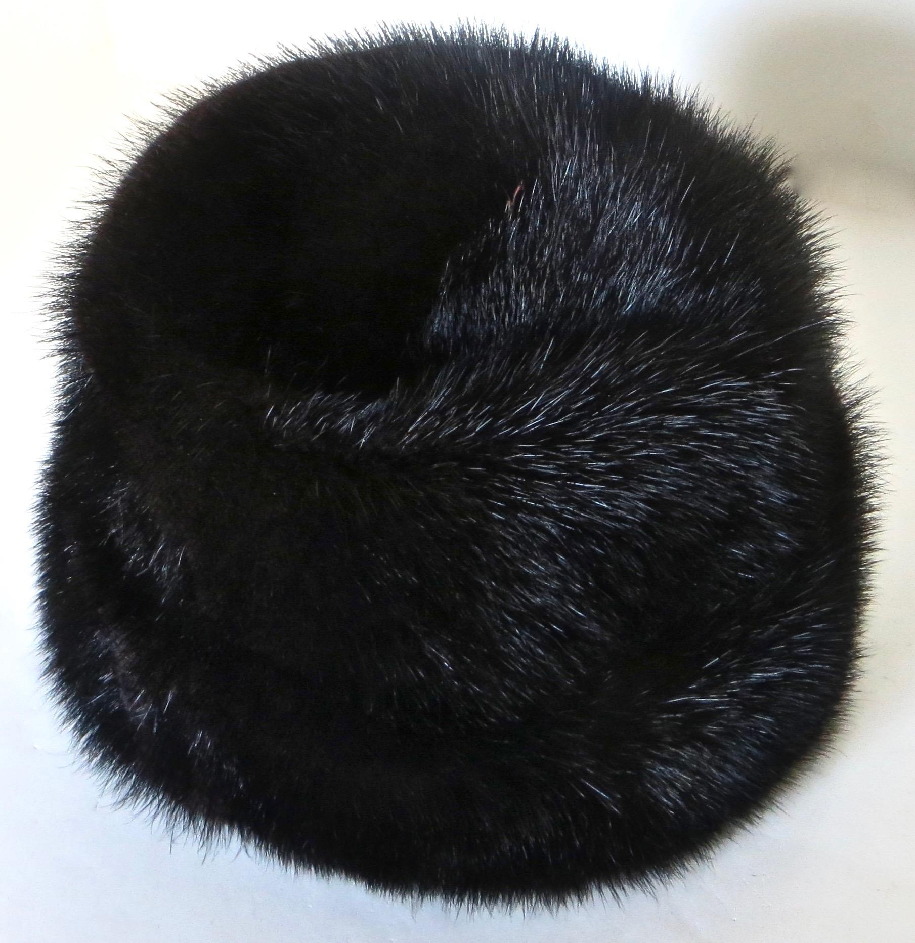 Hand-Woven Lady's Vintage Black Mink Hat by I. Magnin & Co. Circa 1965 For Sale