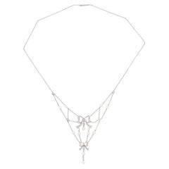 Lady's Vintage Candelabra Diamond and Pearl Necklace