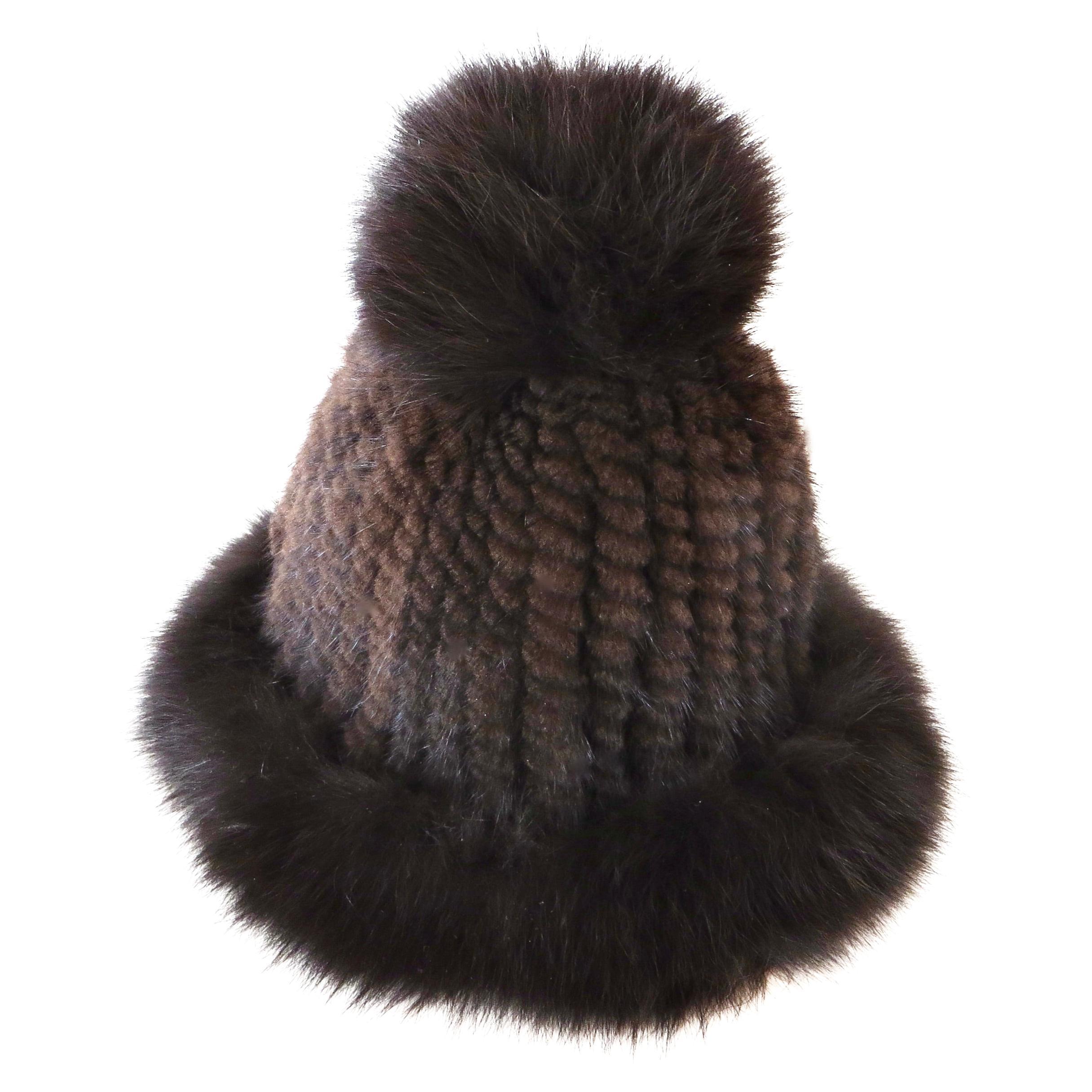 Chapeau d
hiver pour dames ; vison avec garniture en renard, fabriqué au Danemark en vente