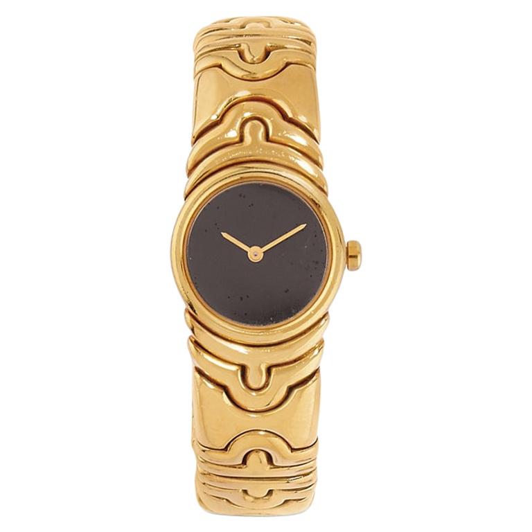 Bvlgari Parentesi Watch In 18kt Yellow Gold With Black Dial
