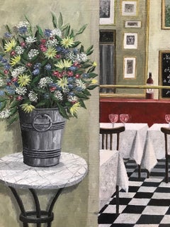 ''Bistro'' Cosy Dutch Painting of the Interior of a French Bistro