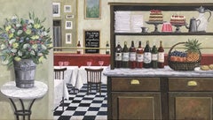 ''Bistro'' Cosy Dutch Painting of the Interior of a French Bistro