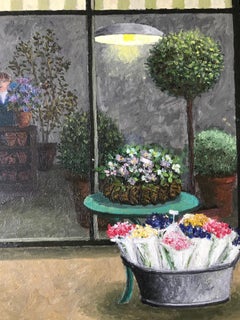 ''Flowers'' Cosy Dutch Painting of a Flower Shop