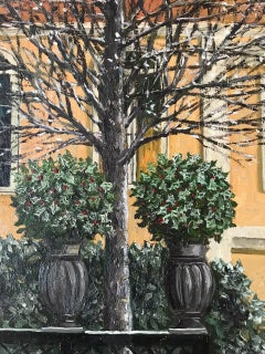 ''House in the Winter'' Cosy Dutch Painting of a Yellow House in the Snow