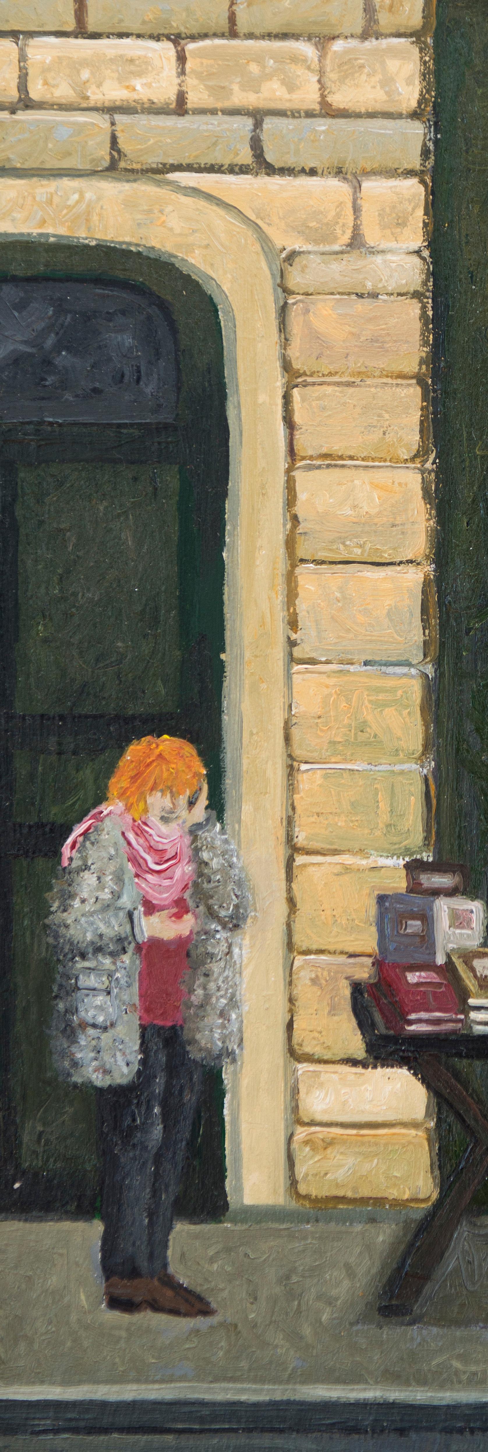 „Librairie“ Cosy holländisches Gemälde eines Bücherregals – Painting von Laetitia de Haas