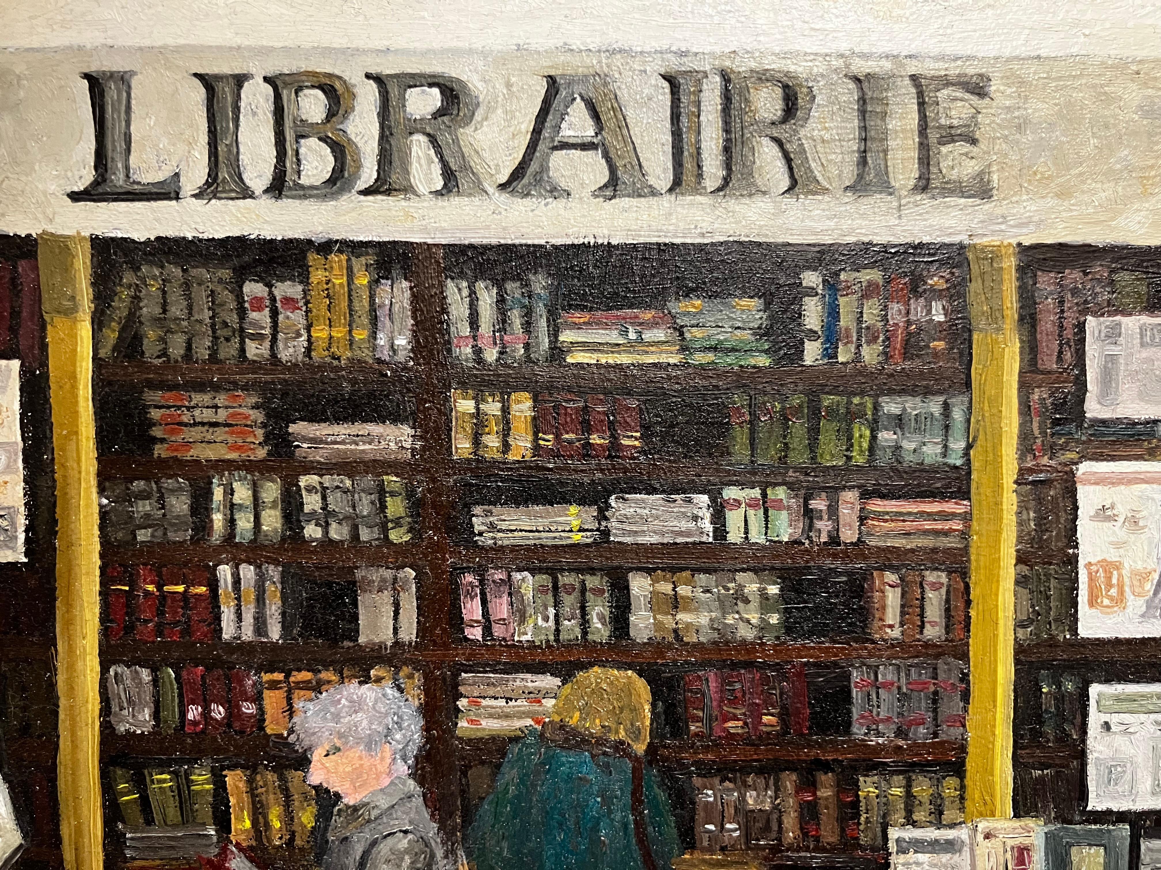 Cosy Niederländisches Gemälde eines Bücherregales „Librairie“ im Angebot 1