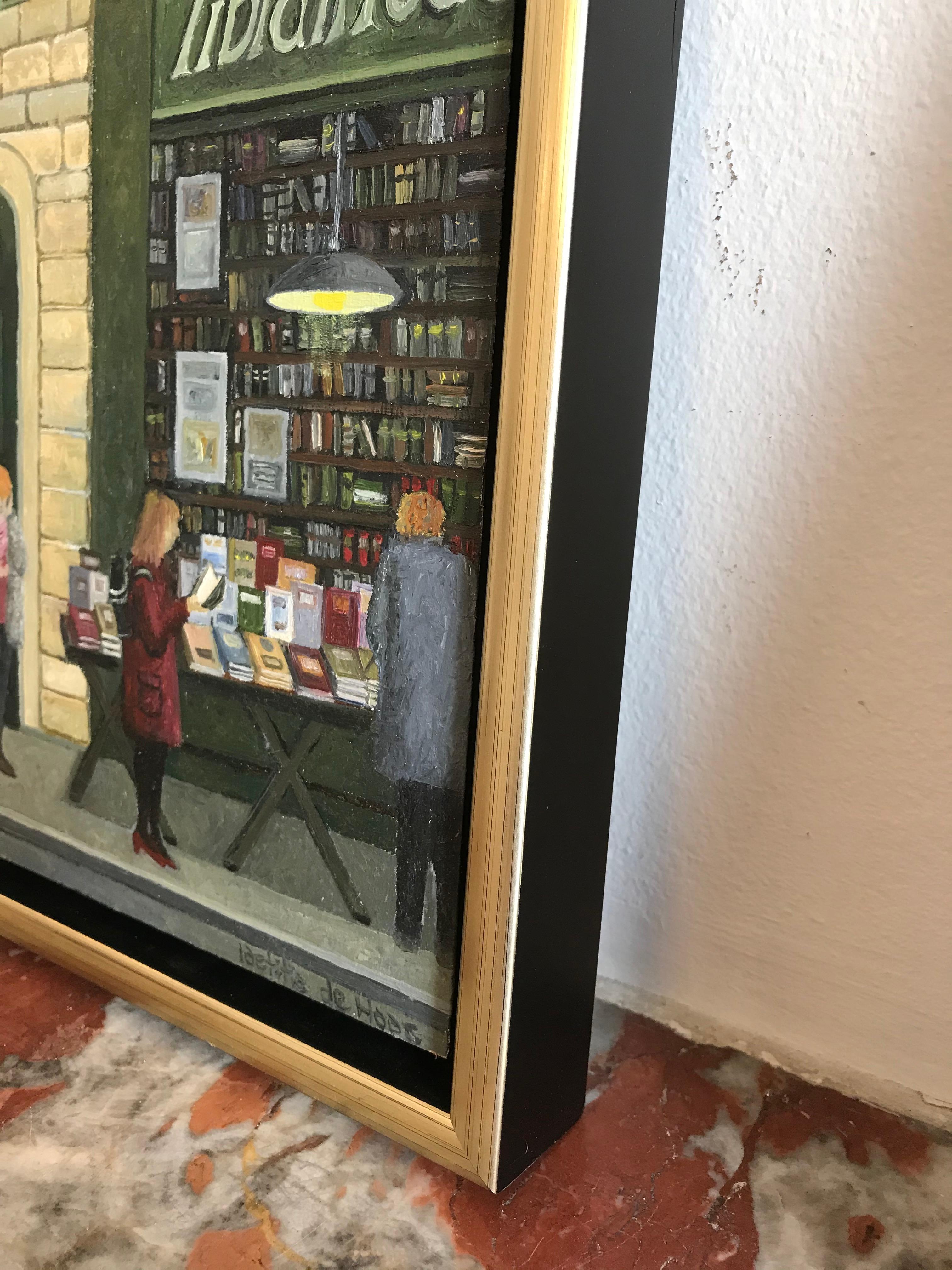 „Librairie“ Cosy holländisches Gemälde eines Bücherregals im Angebot 2