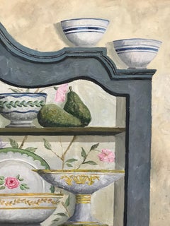 ''Porcelain Cabinet'' Cosy Dutch Painting of a Porcelain Cabinet