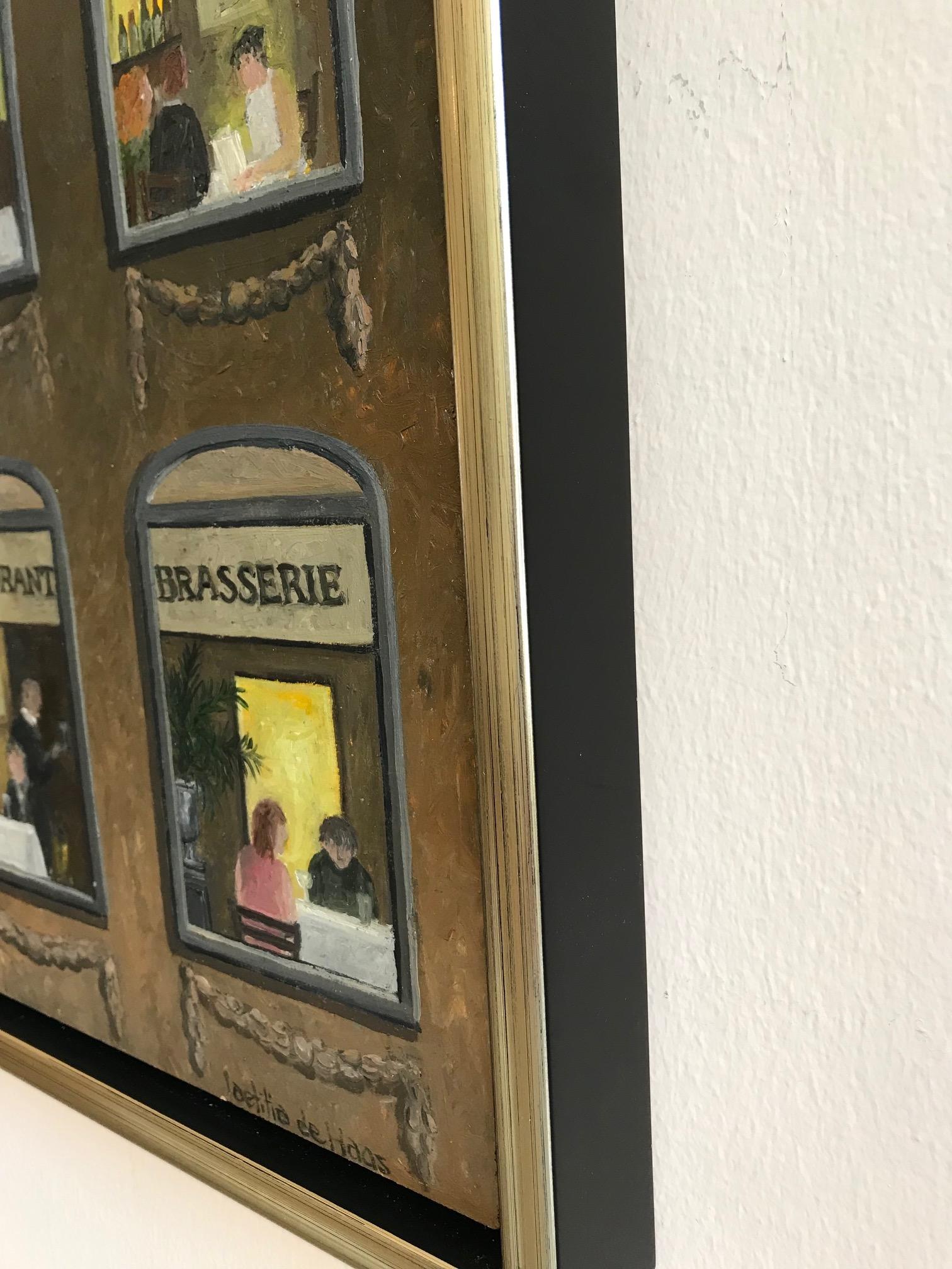 « Restaurateur, Brasserie » - Peinture néerlandaise cosy d'un restaurant à l'extérieur en vente 4