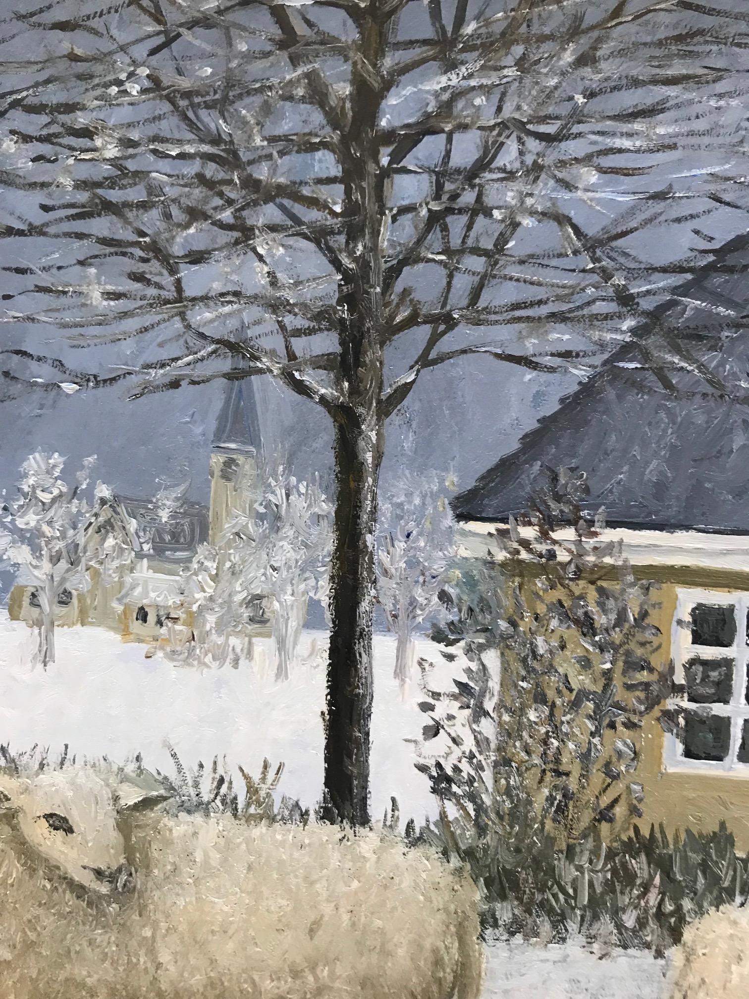 sheep in the snow painting