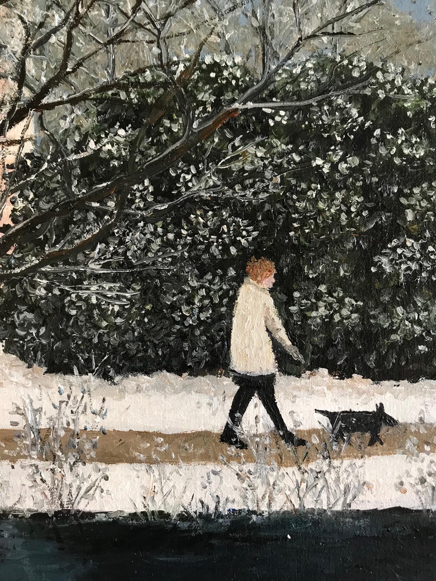 ''Paseando por un país de las maravillas invernal'' Acogedora pintura holandesa en un día de invierno - Painting de Laetitia de Haas