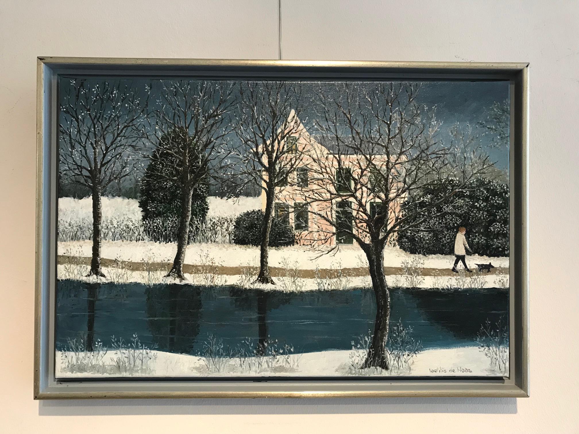 ''Walking in a Winter Wonderland'' Cosy Dutch Painting on a Winter Day For Sale 1