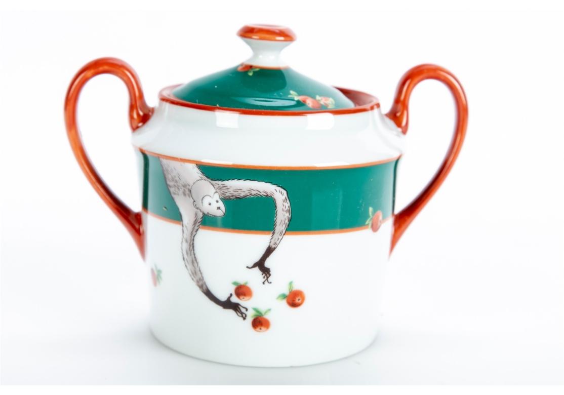 French Lafarge Limoges For Le Cirque Porcelain Lidded MONKEY Sugar Bowl For Sale