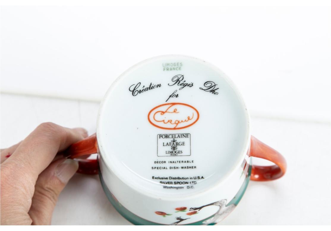 Lafarge Limoges For Le Cirque Porcelain Lidded MONKEY Sugar Bowl In Good Condition For Sale In Bridgeport, CT