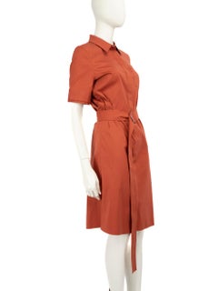Lafayette 148 Brown Midi Shirt Belted Dress Size S