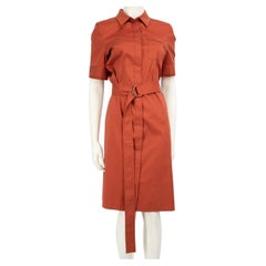 Lafayette 148 Brown Midi Shirt Belted Dress Size S