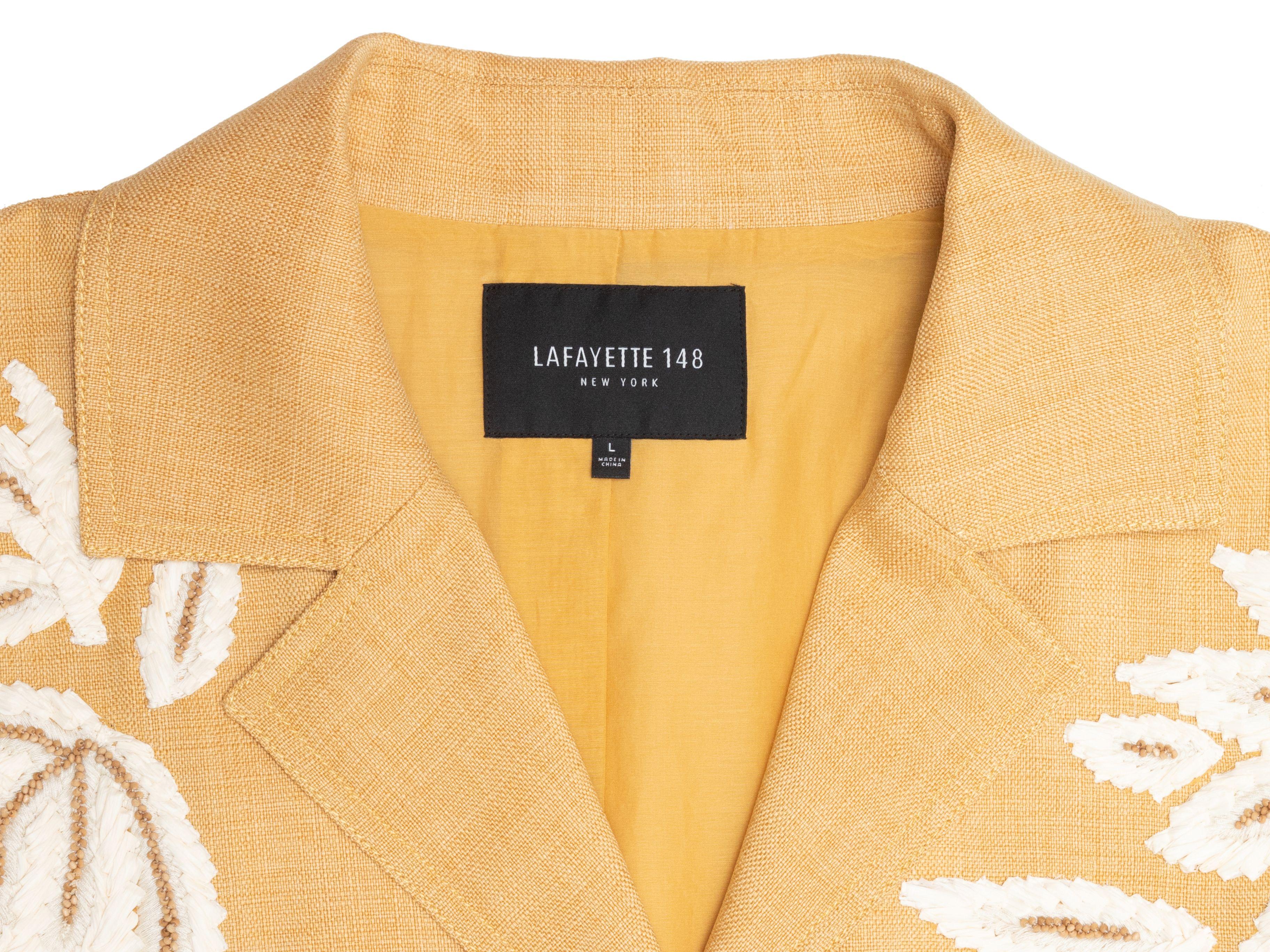 Lafayette 148 Mustard & White Beaded & Embroidered Coat 4