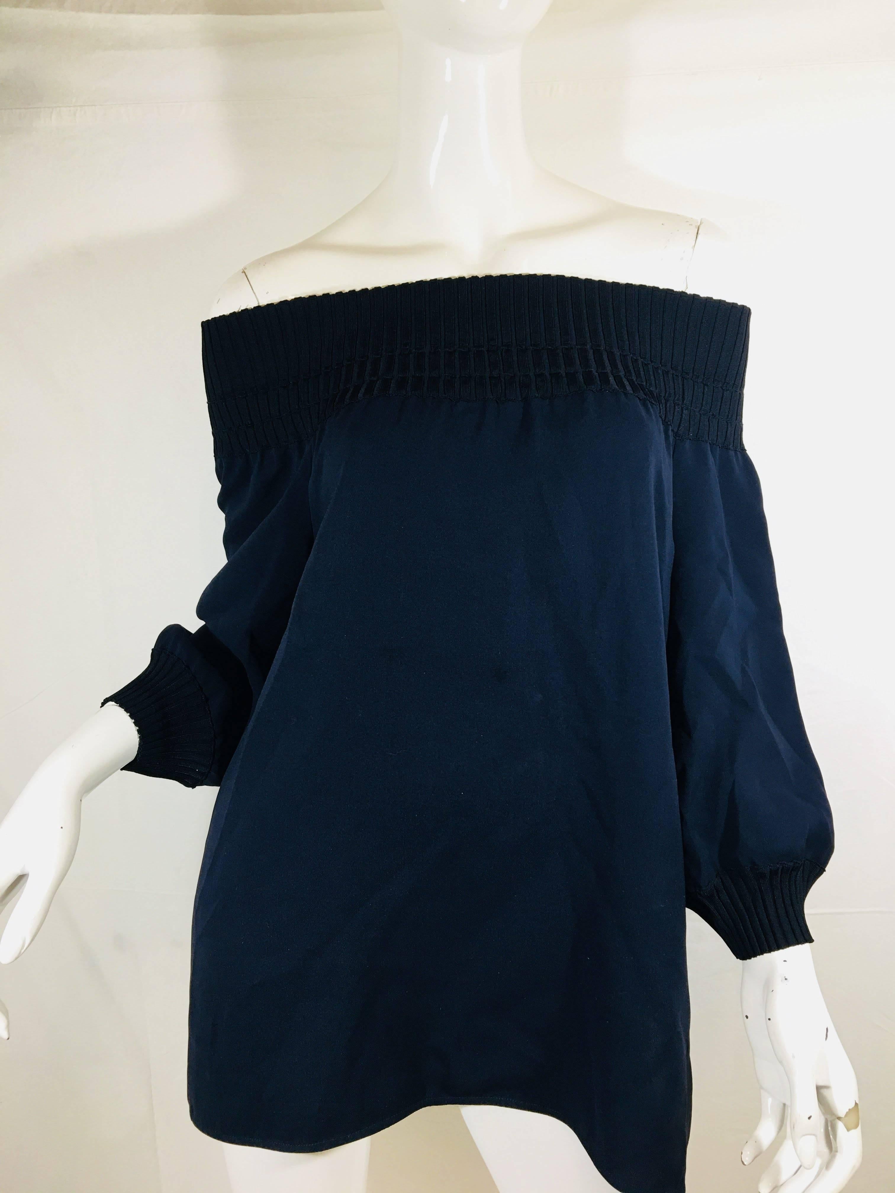 Lafayette 148 New York Off the Shoulder Silk Top with 3/4 Sleeves.