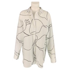 LAFAYETTE 148 Größe XL Hemd aus Baumwolle mit weißem und schwarzem Druck