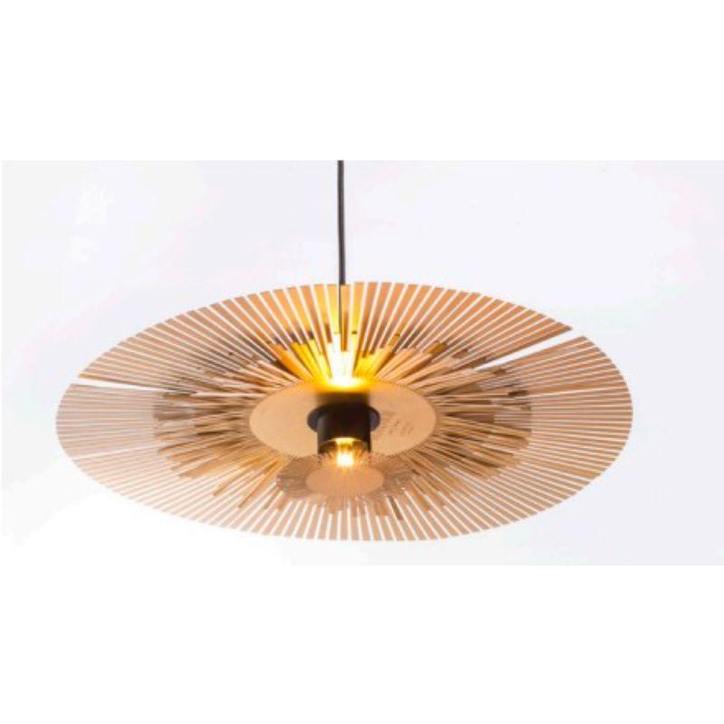 Lampadario in ottone Lafayette, piccolo di RADAR.
Design: Bastien Taillard.
Materiali: Ottone, con base LED e coprilampada in ottone o con base E27 e lampadina a vista.
Dimensioni: Diametro 40 cm.

Disponibile anche: D 60 cm in versione lampada