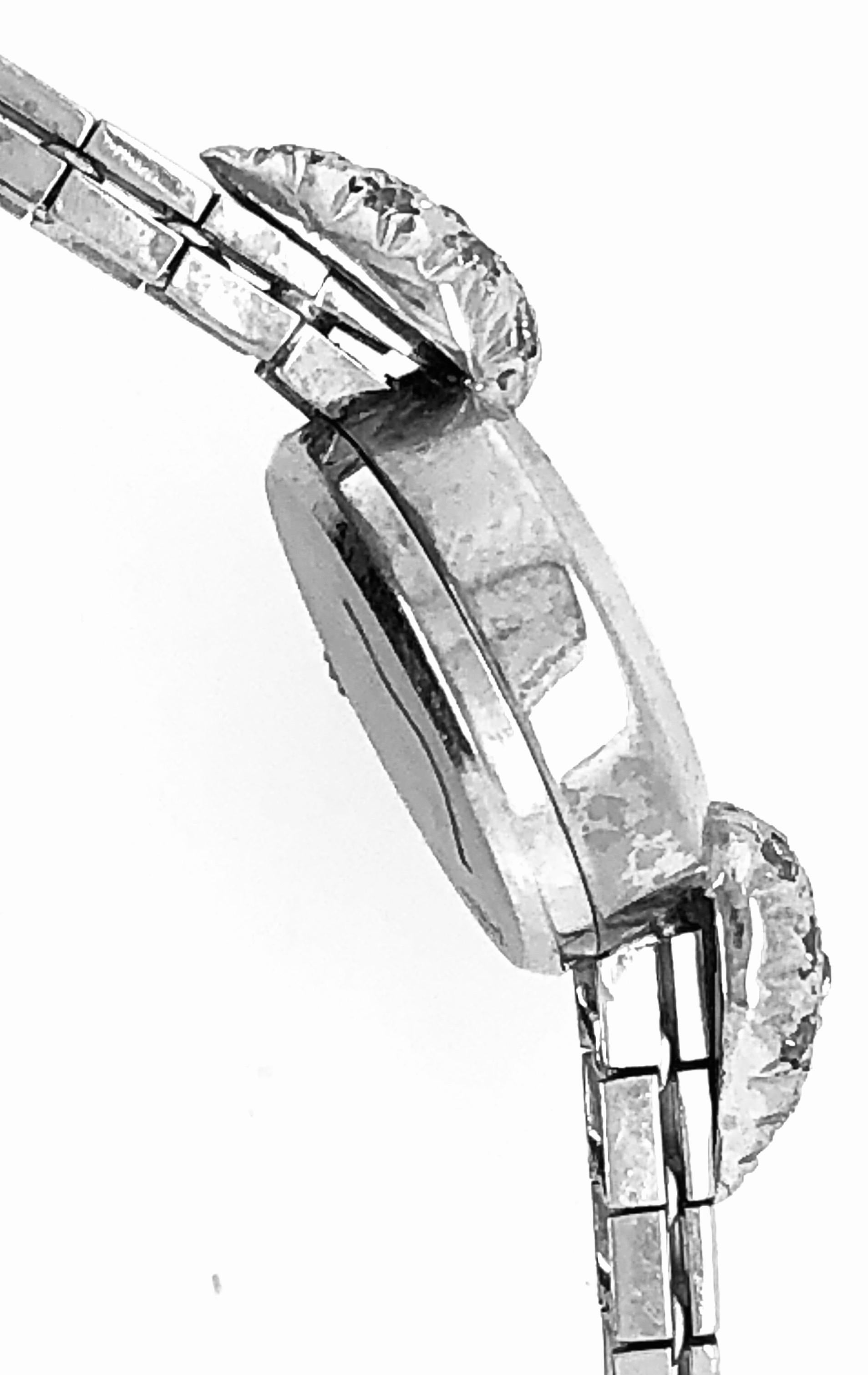 Art Deco LaFemme 14 Karat Ladies Watch 22 Total Diamonds For Sale